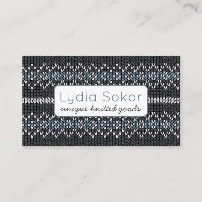 Modern Knit Pattern Business Card Visitkort (Framsida)