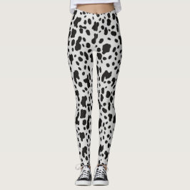 Modern ko-bildsväv i svart prickmönster leggings