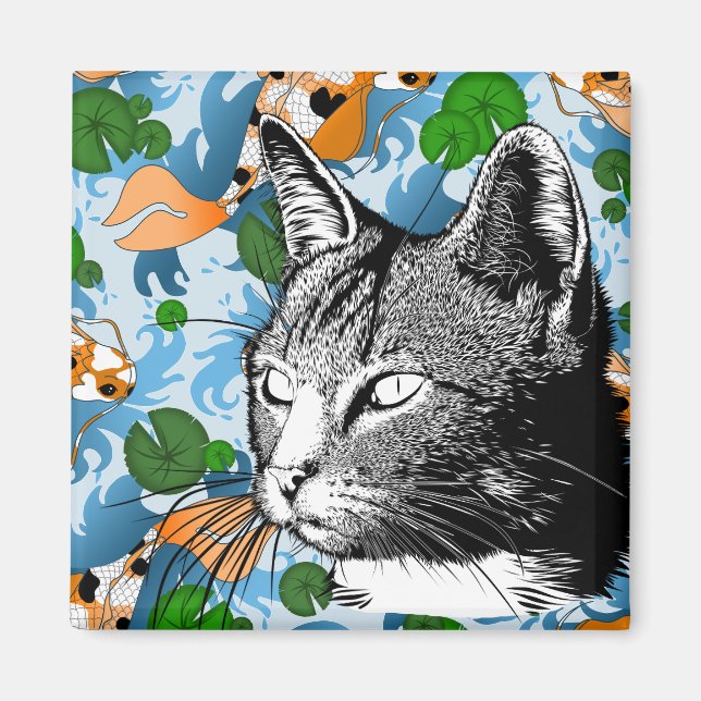 Modern Koi Pond och Cat Magnet (Framsidan)
