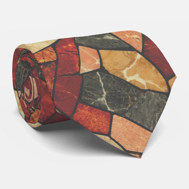 Modern kol- och terrakottamarmor mosaiksten slips (Rullad)