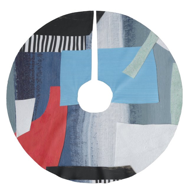 Modern kollage Artistic Geometric Design Julgransmatta Borstad Polyester (Framsidan)