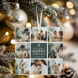 Modern kollage “God Jul” Multi Foto Julgransprydnad Keramik