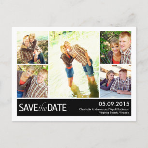 Modern kollage Save The Date-brevkort Meddelande Vykort