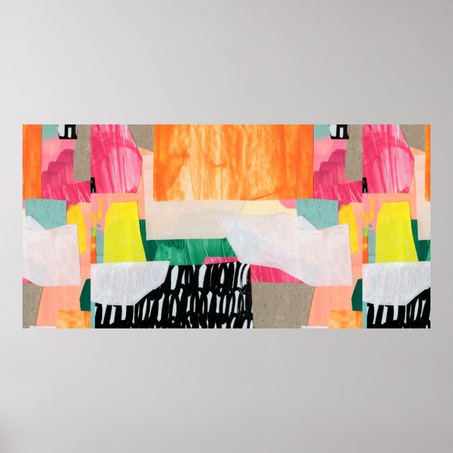 Modern kollagekonst. Blandad teknik på duk. Färgri Poster (Framsidan)