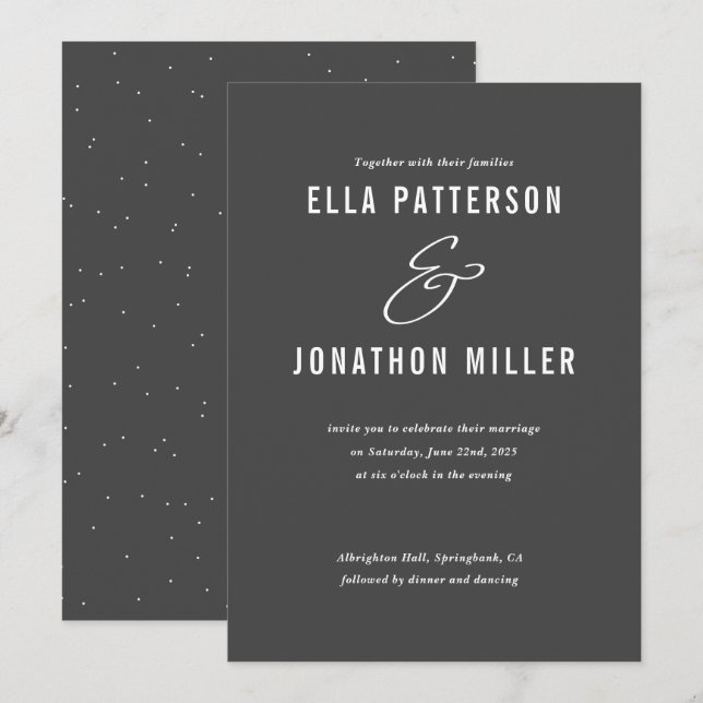 Modern kombination av platta bröllopskort inbjudningar (Fram/baksida)
