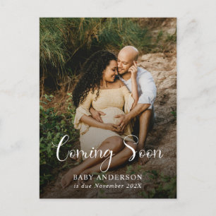 Modern Kommande Snart Baby Foto Graviditet  Meddelande Vykort