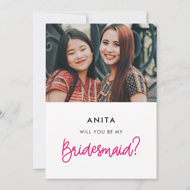 Modern Kommer du att bli mitt bridesmaid-fotokort Inbjudningar (Framsida)
