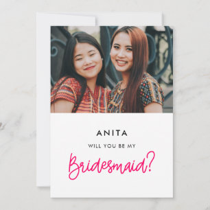 Modern Kommer du att bli mitt bridesmaid-fotokort Inbjudningar