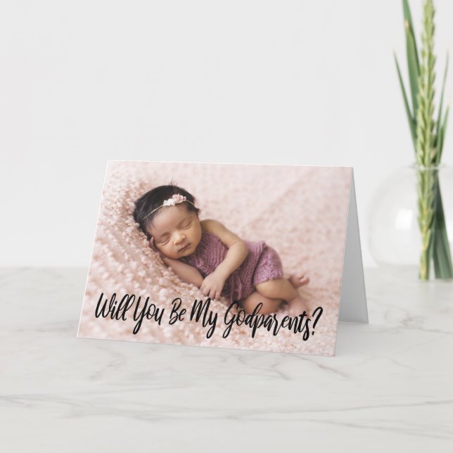 Modern kommer du bli min gudföräldrars foto kort (Framsida)