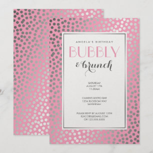 Modern konfetti Polka dots pastel Rosa och Silver Inbjudningar