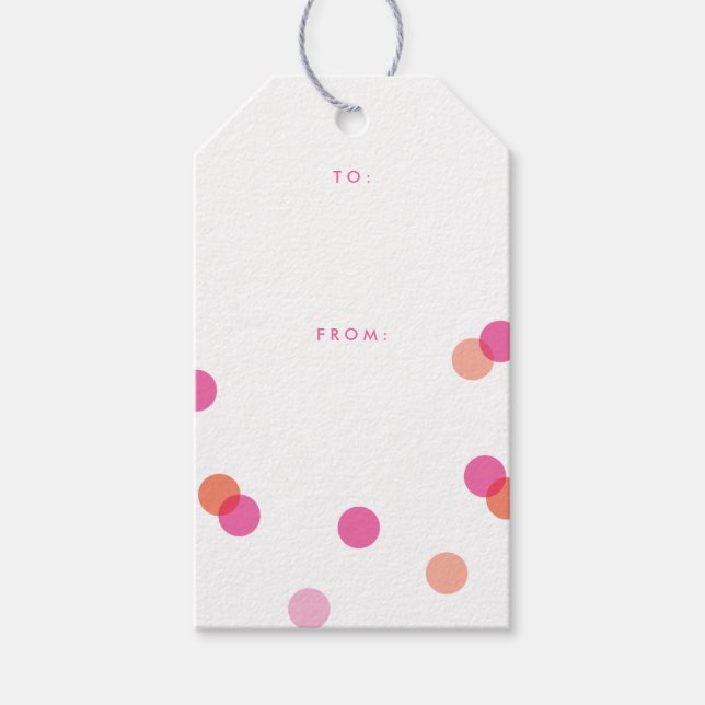 Modern Konfetti Rosa och Orangea Prickar Presentetikett (Framsidan)