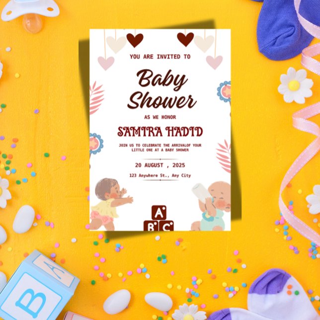Modern könsneutral baby shower-inbjudan  inbjudningar (Skapare uppladdad)