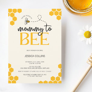 Modern könsneutral Mamma till Bee Baby Shower Inbjudningar