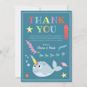 Modern könsneutral Narwhal Baby Shower Tack Kort