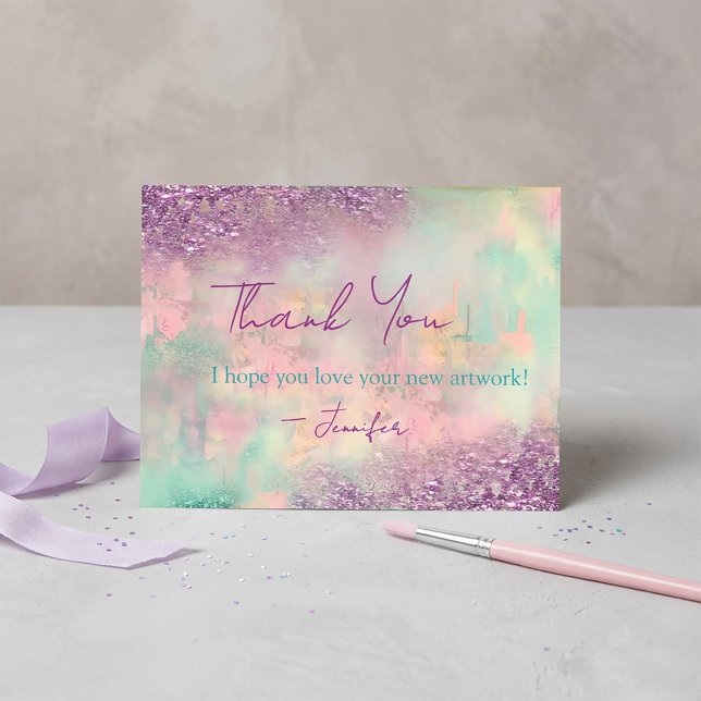 Modern konst abstrakt målning akvarell konstnär tack kort (#WatercolorDesign
#CreativeBrand
#FeminineBranding
#ArtBusiness
#ArtistPackaging
#SmallBusinessBrand)
