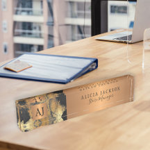 Modern konst abstrakt mönster svart guld monogramm