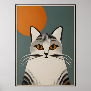 Modern konst av Grått-katten i mitten av århundrad Poster