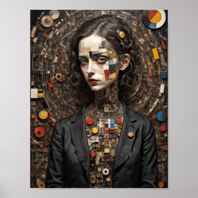 Modern konst Avant Garde stil kvinna abstrakt Poster (Framsidan)