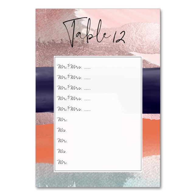 Modern konst Bordskort/Pinnar till sittbräda Bordsnummer (Framsidan)