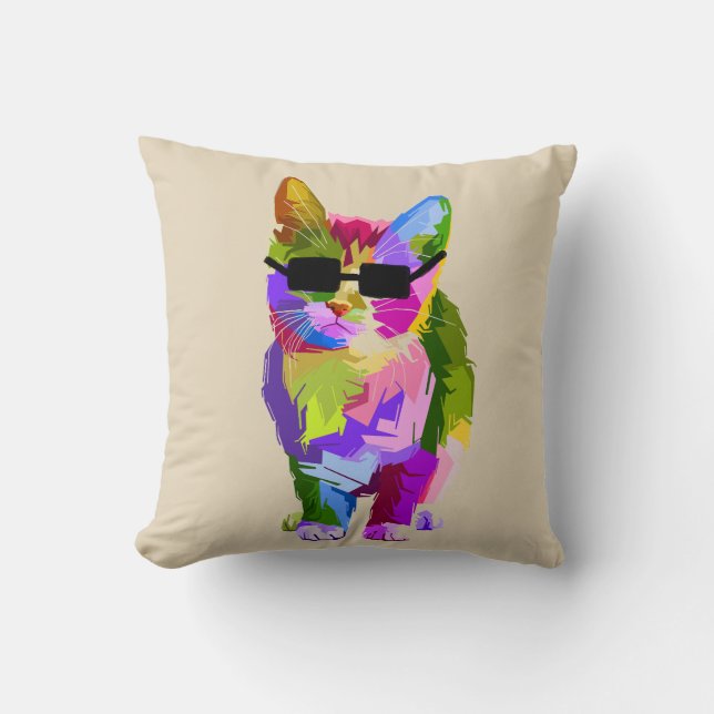 Modern konst coola popart kattunge kudde (Framsida)