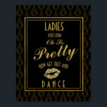 Modern konst deco Guld & Black Dam BATHROOM Poster<br><div class="desc">Elegant art deco Guld & Black Dam BATHROOM bröllop-tecken</div>