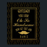 Modern konst deco Guld & Black GENTLEMEN BATHROOM Poster<br><div class="desc">Elegant art deco Guld & Black GENTLEMEN BATHROOM bröllop</div>