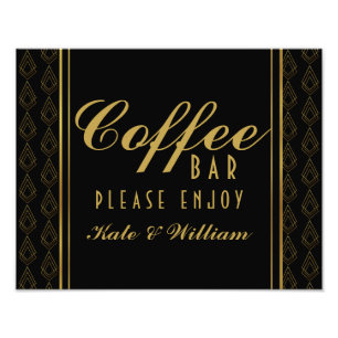 Modern konst deco Guld & Black-kaffet pub bröllop Fototryck