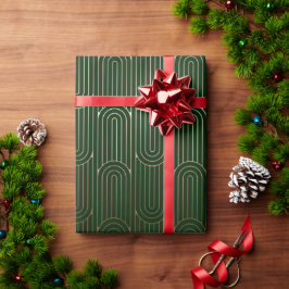 Modern konst Deco Guld Mönster 102 - Festive Grönt Presentpapper