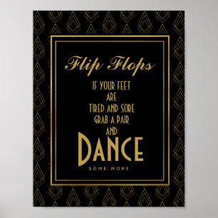 Modern konst deco Guld och Black flinflip flops Poster