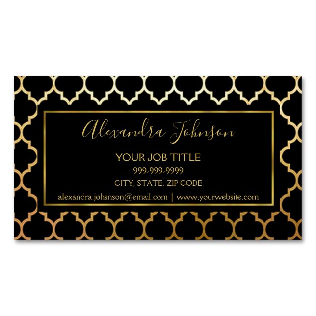 Modern konst Deco Mönster Magnetiska Visitkort (Framsida)