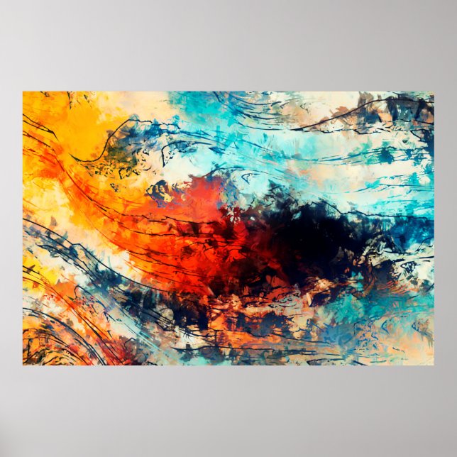 Modern konst. Färgfull contemporary. FÄRG s Poster (Framsidan)