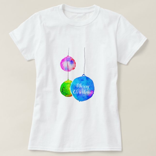 Modern konst, färgstark rosa och blå julbalja t shirt (Design framsida)