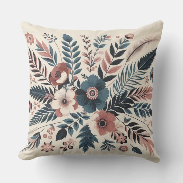 Modern konst för botaniska blommigtar kudde (Framsida)
