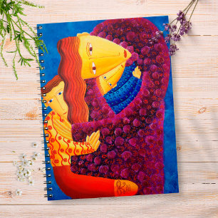 Modern konst för målning av mor och sons-familjen anteckningsbok