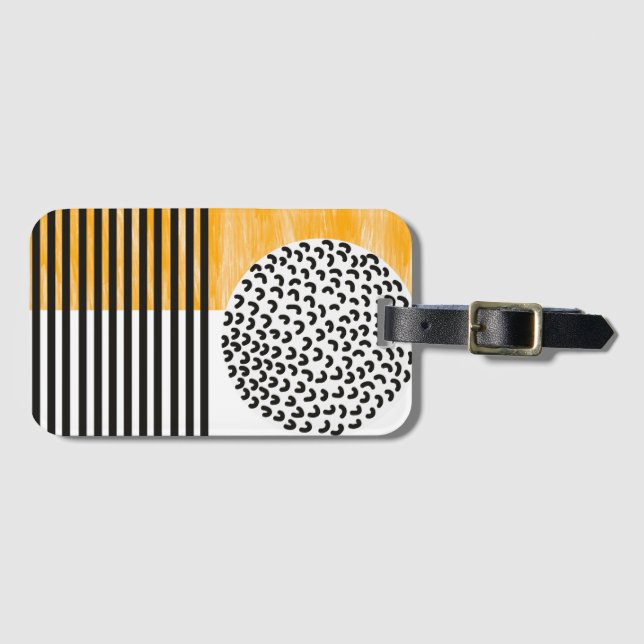 Modern konst för orange och svart mittårhundrade  bagagebricka (Framsida horisontal)