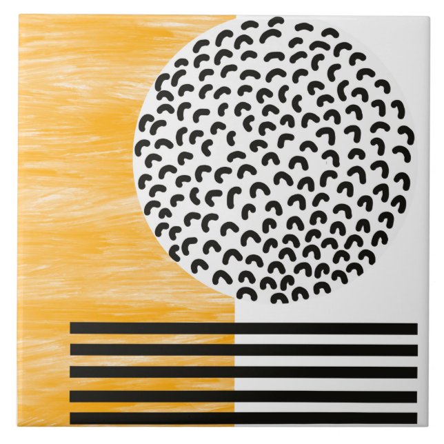 Modern konst för orange och svart mittårhundrade  kakelplatta (Framsidan)