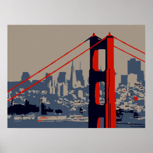 Modern konst: Golden Grind Bridge och skyline Poster