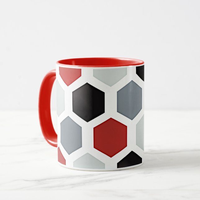 Modern konst hexagonmönster mugg (Framsida vänster)
