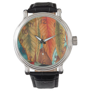 modern konst höststiliserad löv färgad armbandsur