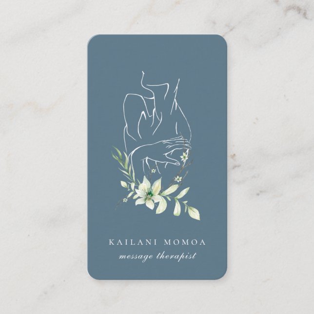 Modern konst konst Feminine Blommigt Blue Visitkort (Framsida)