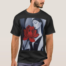 Modern konst Kvinnlig röd ros Noir Grafisk t-shirt