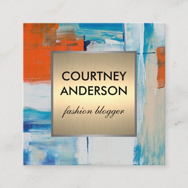 Modern konst | Metallisk metall i Mönster Guld Fyrkantigt Visitkort (Framsida)