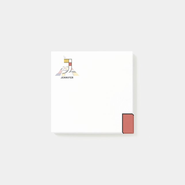 Modern konst Monogram i ett slag. BREV J Post-it Block (Framsida)