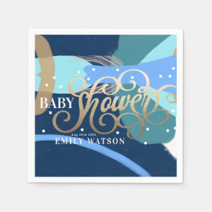 Modern konst överraskning Boy Guld Lettering Baby Pappersservett