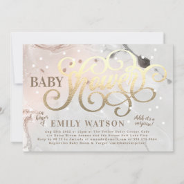 Modern konst överraskningsflicka Gold Foil Baby Sh Inbjudningar