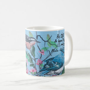 Modern konst Pinks and Blue Birds with Bible Verse Kaffemugg