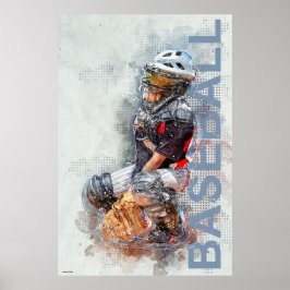 Modern konst poster basebollspelare catcher man