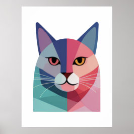 Modern konst poster med en rosa katt 2