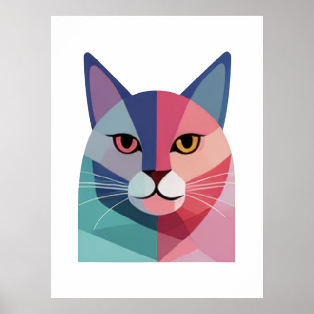 Modern konst poster med en rosa katt 2 (Framsidan)