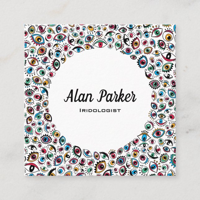 Modern konst synar iridologistophthalmologisten fyrkantigt visitkort (Framsida)
